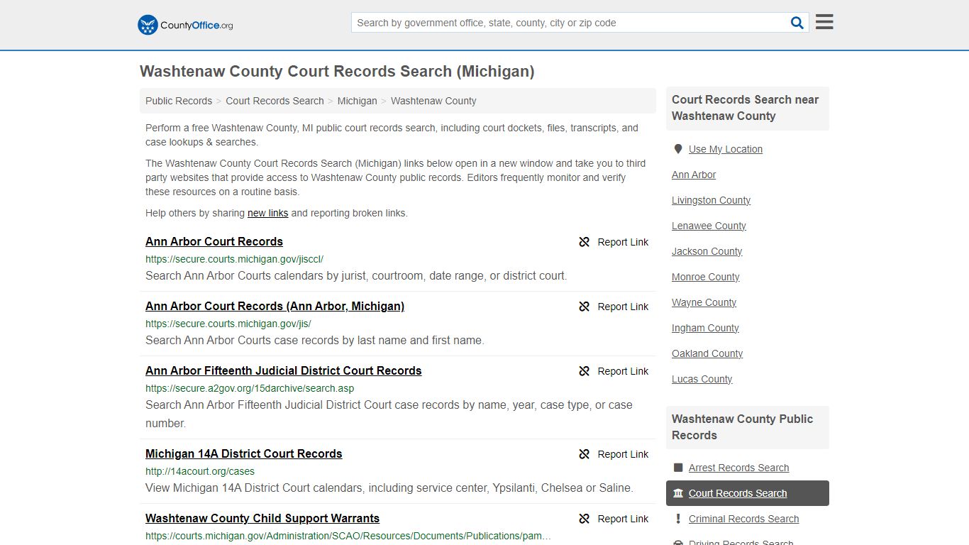 Washtenaw County Court Records Search (Michigan) - County Office